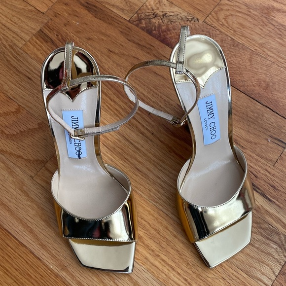 Jimmy Choo Shoes - HOST PICK  Jimmy Choo Liquid gold wedge sandals